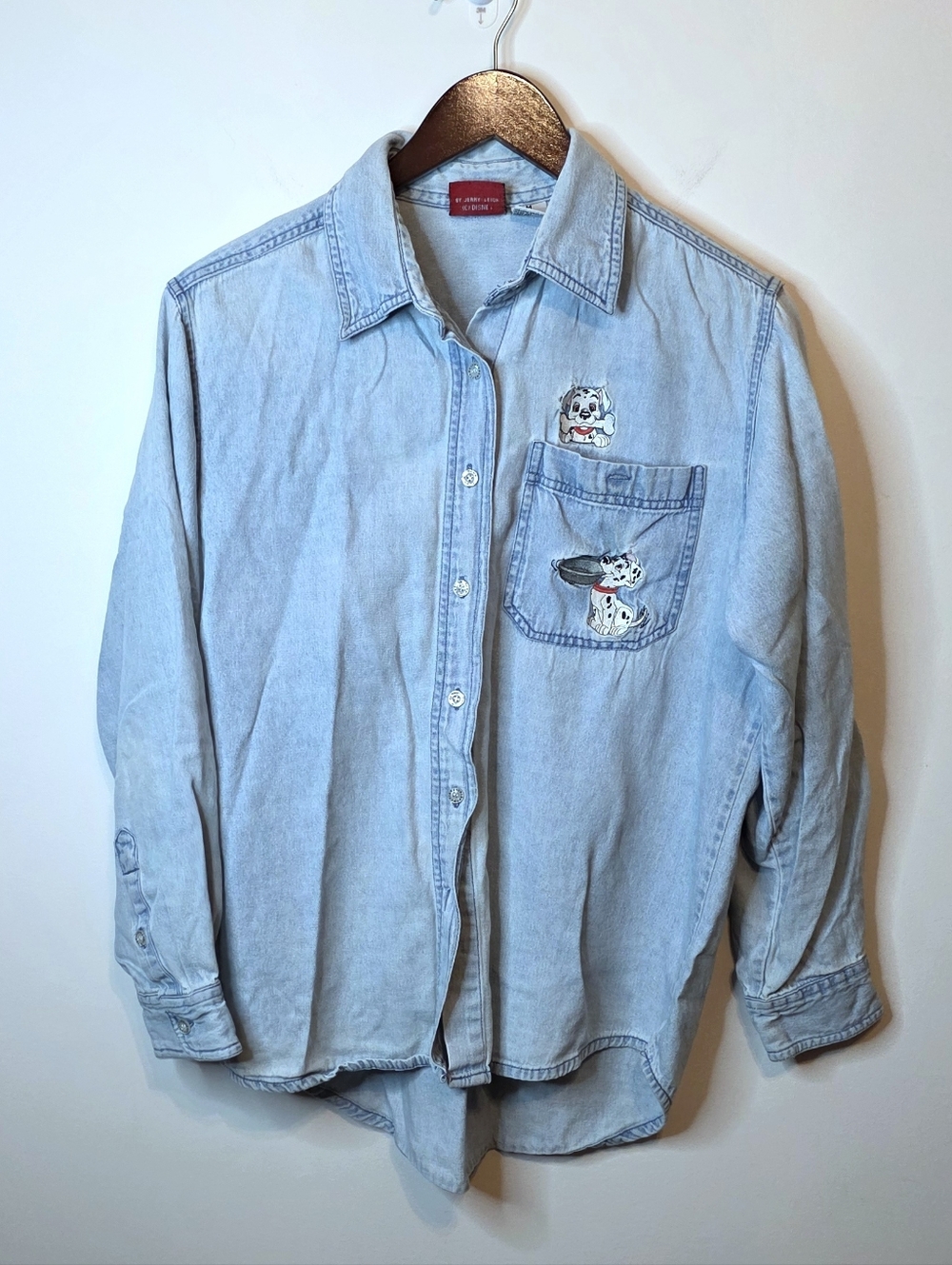 Vintage Disney 101 Dalmations Chambray Button Up  Medium Jerry Leigh Embroidered
